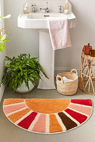 Bathroom Rug Half Circle Non-Slip Bath Mat for Bedroom and Bathroom Decor