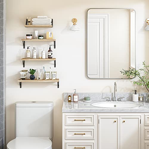 Rustic Wood Floating Shelves for Bathroom, Bedroom, Living Room and Plants