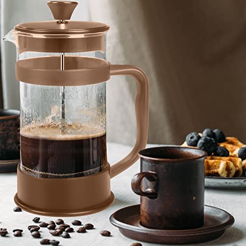 Utopia Kitchen - French Press Espresso - Tea and Coffee Maker with Triple Filters 34 Ounce, Stainless Steel Plunger and Heat Resistant Borosilicate Glass - Brown