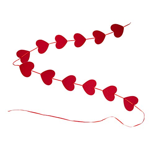 Valentines Day Decorations - 80 PCS Red Felt Garland Hanging String Hearts - NO DIY - Valentines Day Decor for Home Office Wedding Anniversary Birthday Party