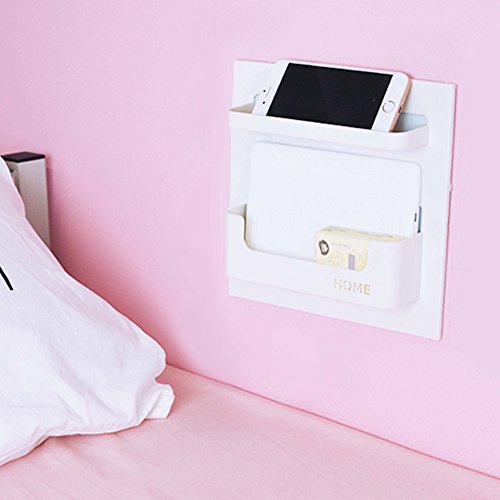 Bedside Shelf Accessories Organizer - Self-Stick Wall Mount for Glasses, Cell Phone Charger, Manicure Kit - Ideal for Cozy Boho Bedrooms and Small Spaces