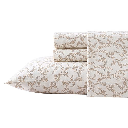 Laura Ashley Home - King Sheets, Cotton Flannel Bedding Set, Brushed for Extra Softness & Comfort (Victoria, King)