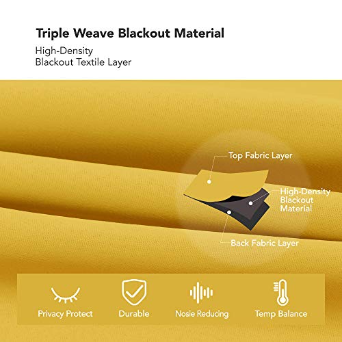Blackout Curtains for Living Room - Soundproof Thermal Insulated Room Darkening Window Curtains, 42x72 inches