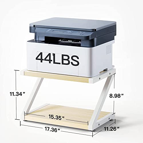 HUANUO Printer Stand, Desktop Stand for Printer, Printer Stand with Storage, Printer Table Organizer, Printer Shelf w/ 2 Tier Tray & Hardware & Steel