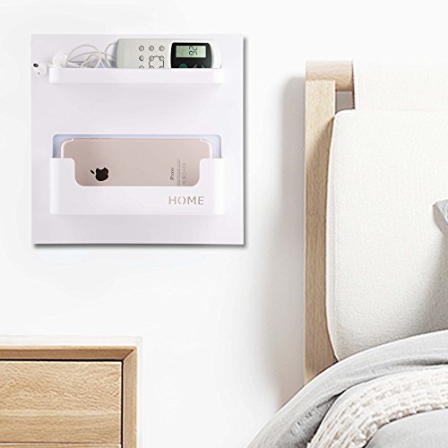 Bedside Shelf Accessories Organizer - Self-Stick Wall Mount for Glasses, Cell Phone Charger, Manicure Kit - Ideal for Cozy Boho Bedrooms and Small Spaces