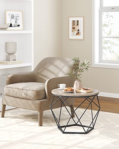Small Coffee Table Set of 2, Round Coffee Table with Steel Frame, Side End Table for Living Room, Bedroom, Office, Greige and Black