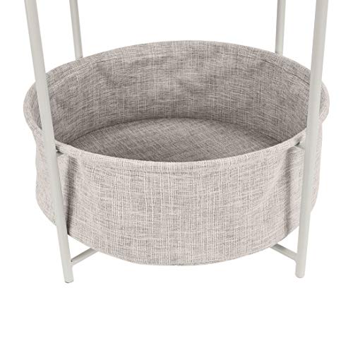 Boho Round Storage Side Table with Cloth Basket