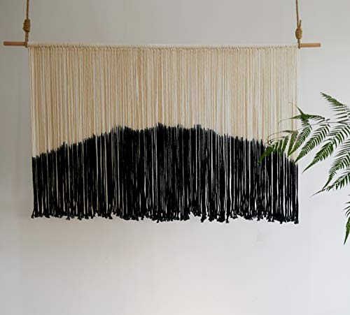 Flber Tie-Dye Macrame Wall Hanging Large Bohemian Yarn Tapestry Macrame Home Décor, 59"x 35"