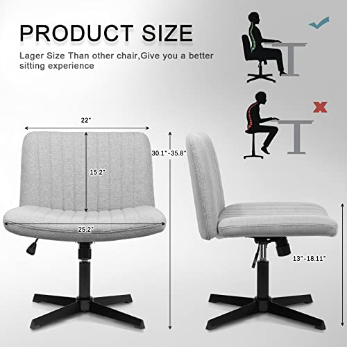 Armless Swivel Desk Chair, Fabric Padded, Mid Back Ergonomic for Office, Home