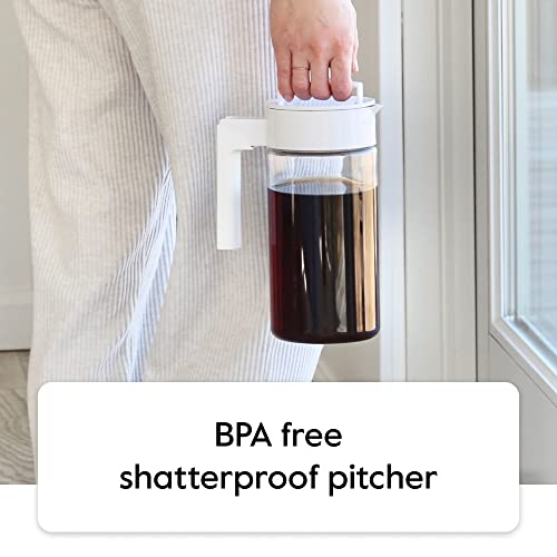 Cold Brew Coffee Maker with Black Lid Pitcher, 2 qt