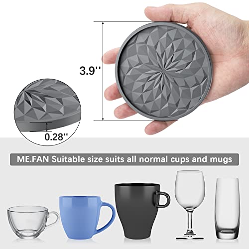 ME.FAN Silicone Coasters [6 Pack] Coasters with Holder - Drinking Coasters - Cup Mat for Drinks - Live for Hot or Cold Drink Thickened, Non-Slip, Non-stick, Deep Tray Desert Sage