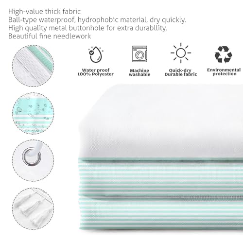 Shower Curtain Striped with Tassels  Ombre Bathroom Shower Curtain Set with Rings, 72x72