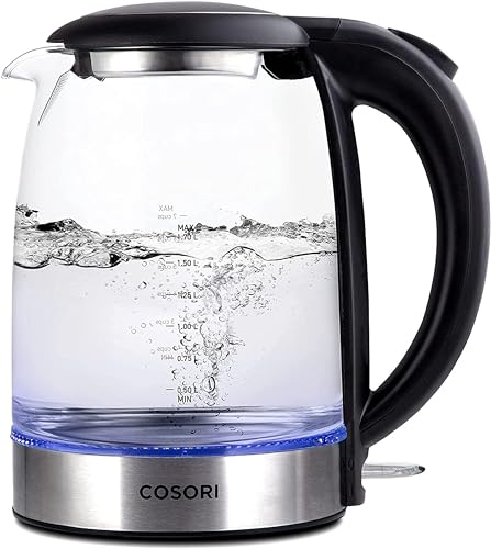 Electric Tea Kettle, Stainless Steel, 1.7L, BPA-Free, Black