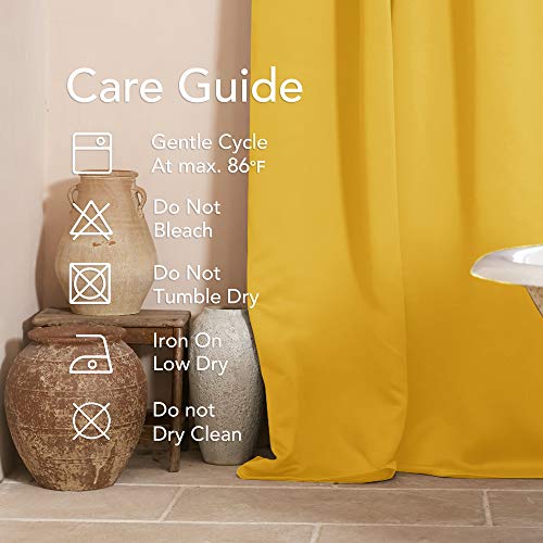 Deconovo Yellow Blackout Curtains for Living Room, Soundproof Thermal Insulated Room Darkening Window Curtains, 42x72 in, Mustard Yellow