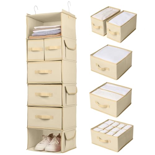 Boho Hanging Closet Organizer with Drawers - Perfect for Small Bedroom or Dorms