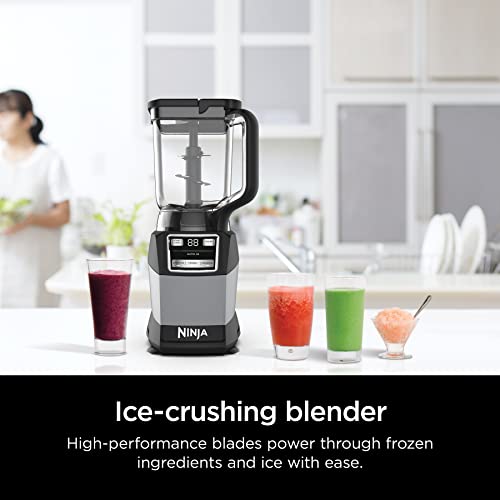 Ninja AMZ493BRN Compact Kitchen System, 1200W, 3 Functions for Smoothies, Dough & Frozen Drinks with Auto-IQ, 72-oz.* Blender Pitcher, 40-oz. Processor Bowl & 18-oz. Single-Serve Cup, Grey