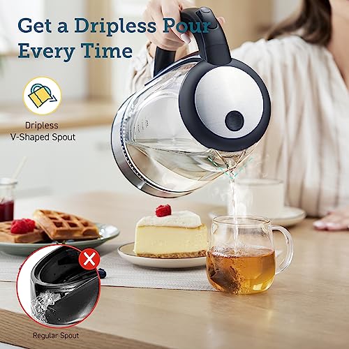 Electric Tea Kettle, Stainless Steel, 1.7L, BPA-Free, Black