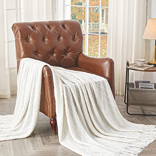 Boho Knit Throw Blanket with Tassel