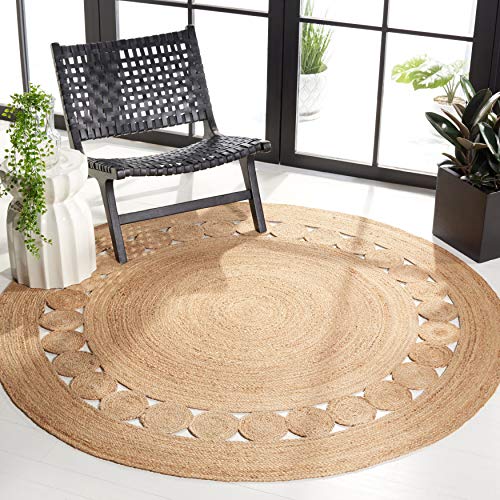 Boho Charm Jute Area Rug, 3' Round, Natural Fiber