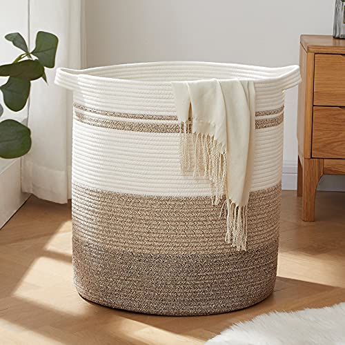 Laundry Basket Hamper with Handles, Decorative Woven Storage for Living Room, Toys, Pillows, Blankets, Clothes