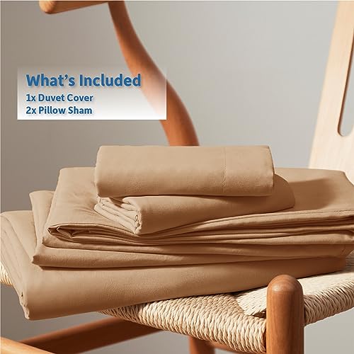 Nestl Mocha Brown Duvet Cover Queen Size - Soft Double Brushed Queen Duvet Cover Set, 3 Piece, with Button Closure, 1 Duvet Cover 90x90 inches and 2 Pillow Shams