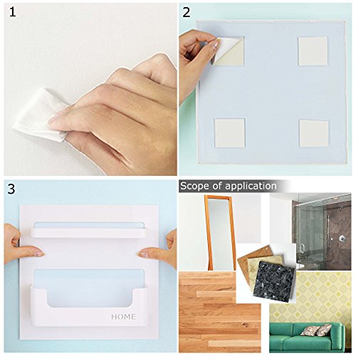 EHKIT Bedside Shelf Accessories Organizer- Wall Mount Self Stick On,Ideal for Glasses,Remote,Earphone, Cell Phone Charger,Manicure Kit