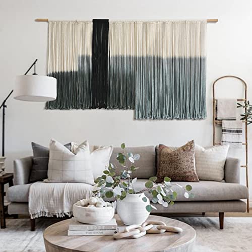Boho Macrame Wall Hanging Large Dip Dye Tapestry Fiber Wall Art for Living Room Bedroom 59''Wx35'
