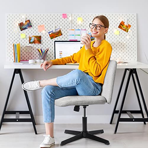 Armless Swivel Desk Chair, Fabric Padded, Mid Back Ergonomic for Office, Home
