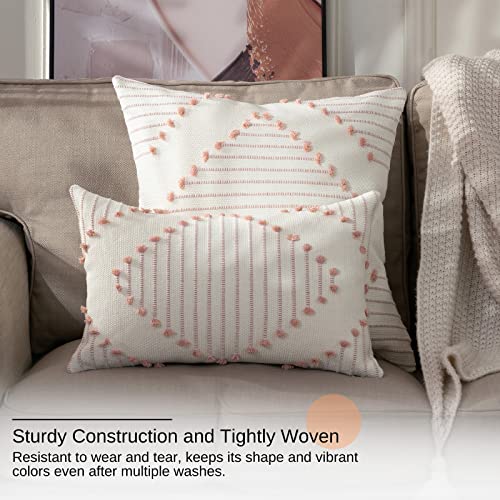 Boho Tufted Pillow Covers 18x18 Set of 2 - Modern Accent for Home