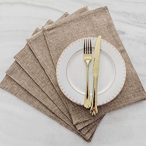 Home Brilliant Set of 4 Farmhouse Placemats Heat Resistant Dining Table Place Mats Kitchen Table Mats Thanksgiving Table Decor, Natural Linen