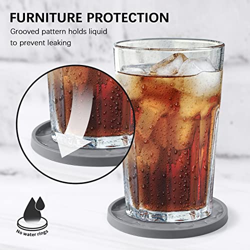 Silicone Coasters [6 Pack] with Holder - Cup Mat for Hot or Cold Drinks, Non-Slip, Non-stick