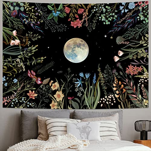 Moonlit Garden Tapestry - Floral Wall Hanging Decor