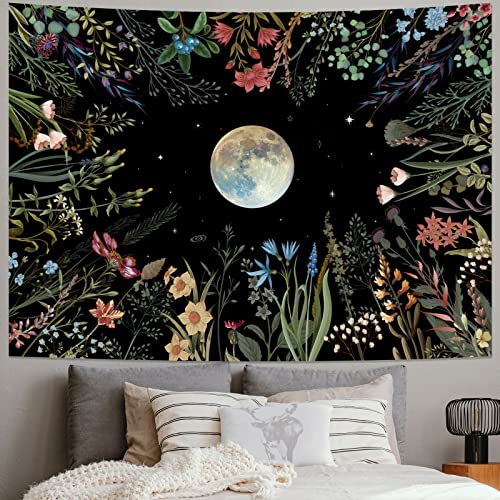 Moonlit Garden Tapestry - Floral Wall Hanging Decor - Budget Decor