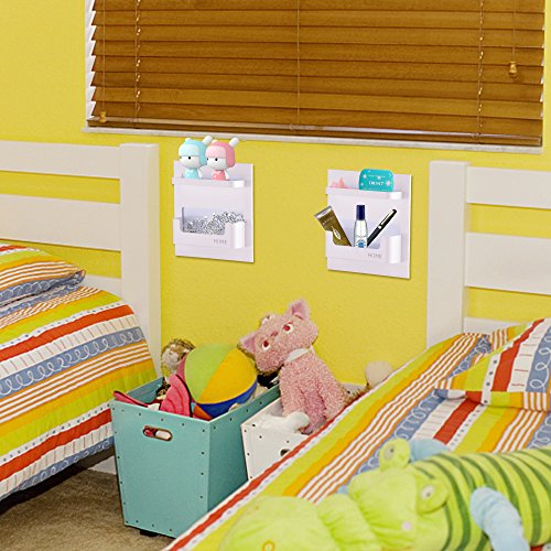 Bedside Shelf Accessories Organizer - Self-Stick Wall Mount for Glasses, Cell Phone Charger, Manicure Kit - Ideal for Cozy Boho Bedrooms and Small Spaces