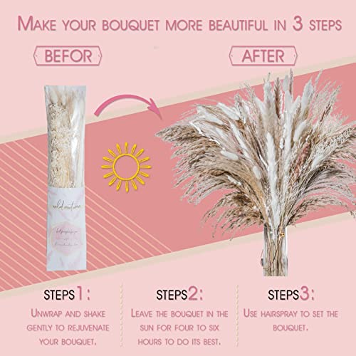 Boho Natural Dried Pampas Grass Home Decor Bouquet for Floral Arrangements and Decor