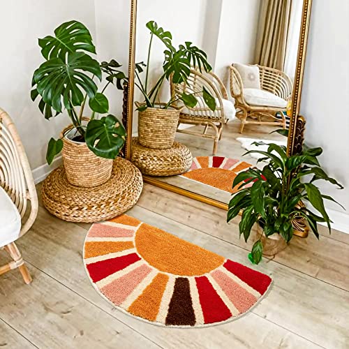 Bathroom Rug Half Circle Non-Slip Bath Mat for Bedroom and Bathroom Decor