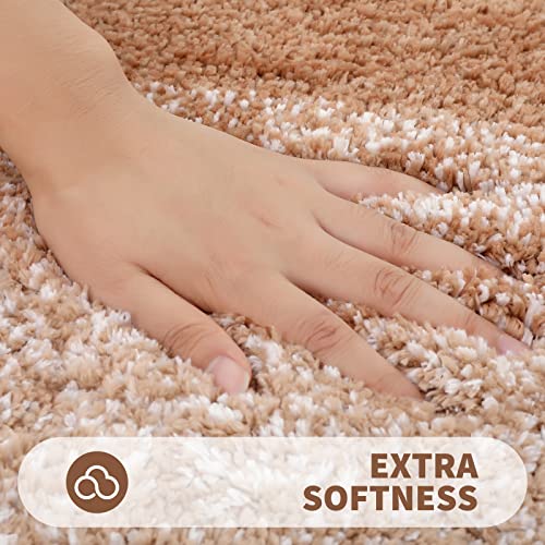 Shaggy Bathroom Rug, 24x16, Extra Soft Microfiber, Absorbent Non-Slip Bath Mat for Tub, Shower, Beige