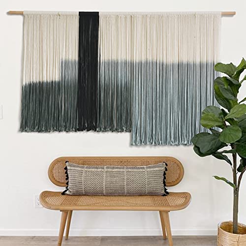 Boho Macrame Wall Hanging Large Dip Dye Tapestry Fiber Wall Art for Living Room Bedroom 59''Wx35'