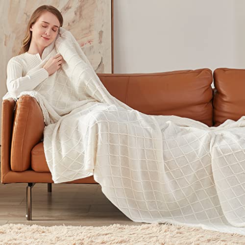 Boho Knit Throw Blanket with Tassel