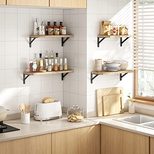 Rustic Wood Floating Shelves for Bathroom, Bedroom, Living Room and Plants