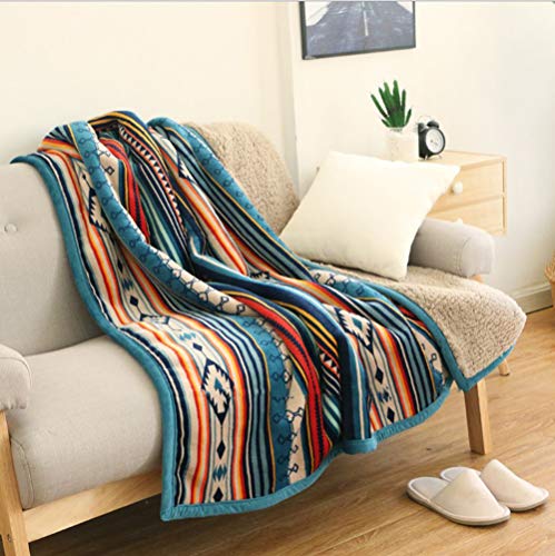 Boho Sherpa Throw 60'' x 50'' Soft Plush Flannel Throw Blankets for Bed/Couch/Sofa/HomeOffice