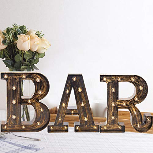 LED Vintage Letters Home Decor BAR Sign - Illuminated Marquee Letter Sign Lights