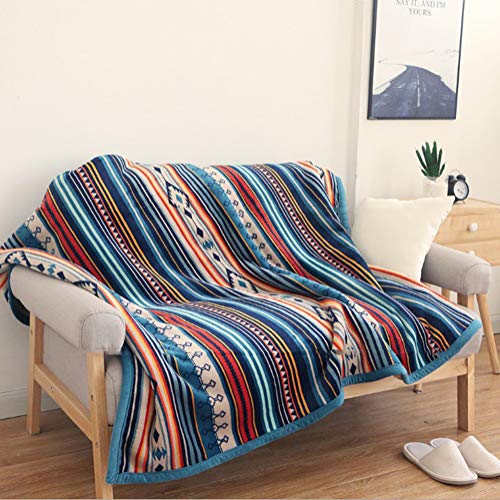 UKELER Boho Sherpa Throw 60'' x 50''- Bohemian Soft Plush Flannel Throw Blankets for Bed/Couch/Sofa/Office/Camping