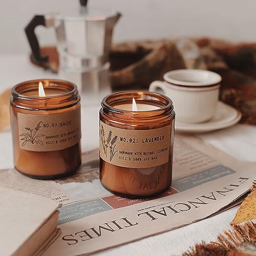 Aromatherapy Candles for Home Scented, Candle Gift Set for Stress Relief | Meditation | Yoga | SPA | Relaxing, Amber Jar Candles for Women, Birthday, Valentine, Anniversary, 7.1 oz - Pack of 4