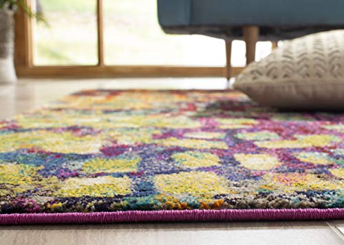Boho Chic Abstract Area Rug, 5'1" x 7'7", Pink & Multi, Non-Shedding & Easy Care