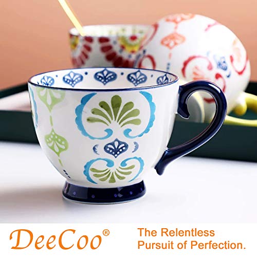 DeeCoo Set of 4 , 15 Ounce Ceramic Coffee Mugs Restaurant Coffee Mug, Large-sized Black Coffee Mugs Set Perfect for Coffee, latte, Cappuccino, Tea, Cocoa, Cereal, Hot Chocolate