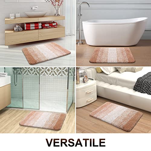Shaggy Bathroom Rug, 24x16, Extra Soft Microfiber, Absorbent Non-Slip Bath Mat for Tub, Shower, Beige