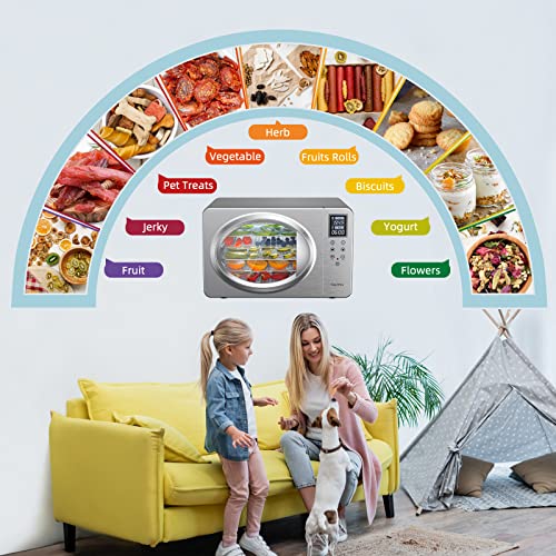 𝐒𝐞𝐩𝐭𝐫𝐞𝐞 Food Dehydrator for Jerky, Fruit, Meat, Veggies, Dog Treats, Herbs, 6 Stainless Steel Trays Food Dryer Machine with Digital Timer, Temperature Control & Safety Over Heat Protection