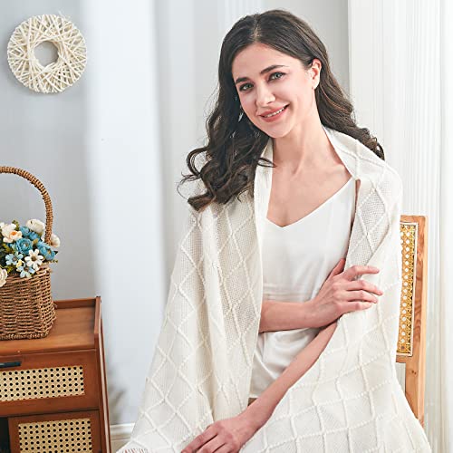 Boho Knit Throw Blanket with Tassel