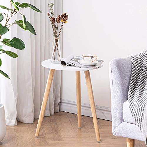 Boho Round Side Table - 16.5 x 20.5 Inches Modern Nightstand for Living Room, Bedroom, Small Spaces